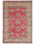 4x6 Red Kuba Afghan Hand Knotted Wool Area Rug